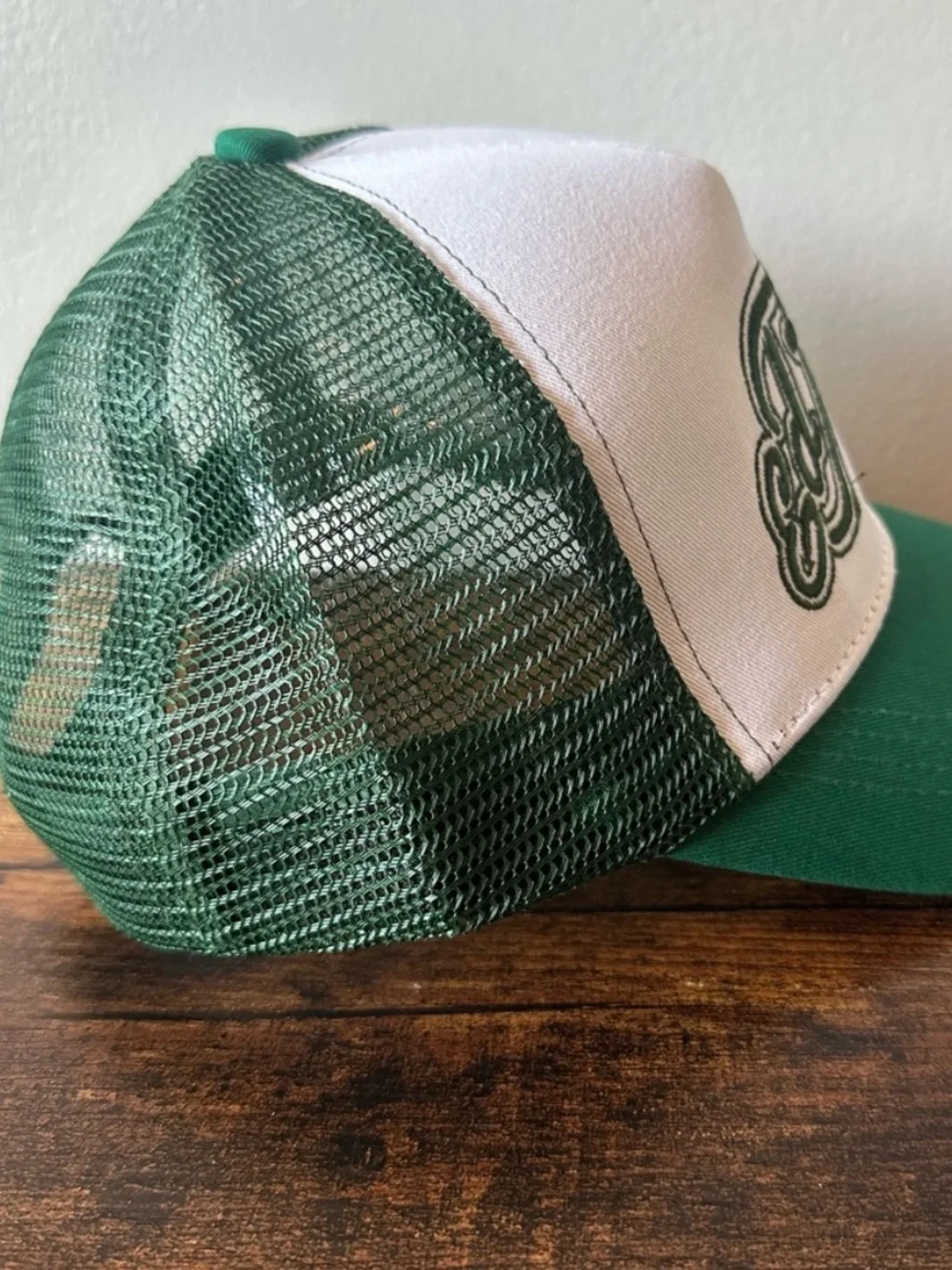 Ed Hardy White & Green Embroidered Trucker Cap